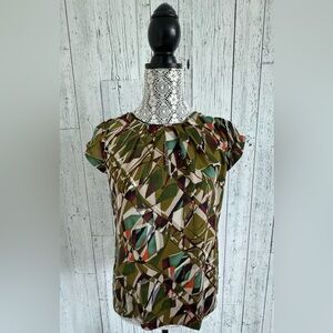Franco Mirabelli Abstract Print Cap Sleeve Top, EUC, Sz Xs